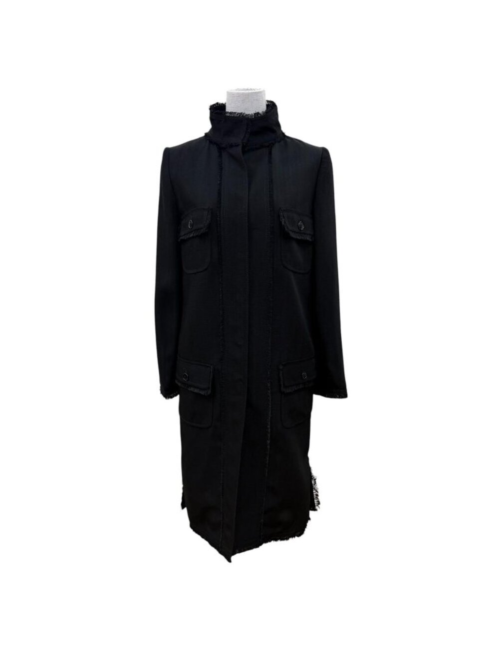 Dolce & Gabbana Long Length Stand Collar Coat Black Garment Included 36